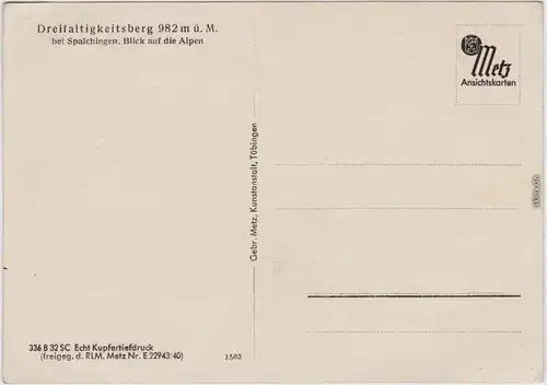 Spaichingen Dreifaltigkeitsberg LK Tuttlingen Ansichtskarte 1935