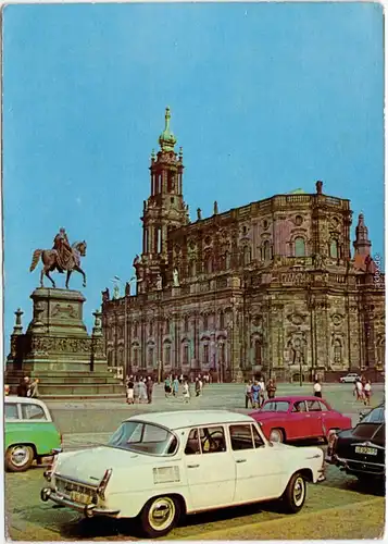 Innere Altstad Ansichtskarte Dresden Autos  Hofkirche / Kathedrale 1969