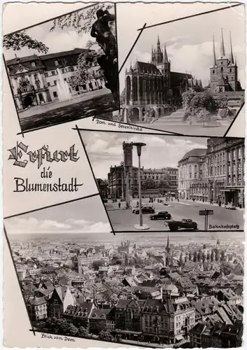 Ansichtskarte Erfurt Bahnhofsplatz, Blick vom Dom und Dom 1959