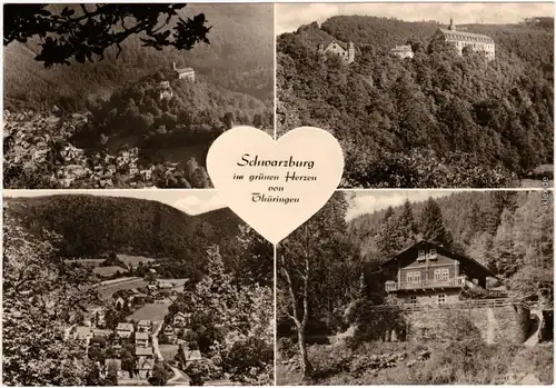 Schwarzburg 4 Bild Panorama und Schloss Foto Ansichtskarte 1969