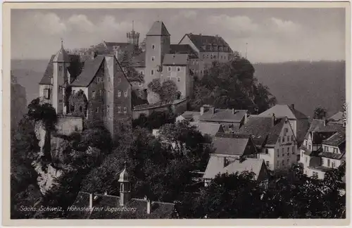 Ansichtskarte Hohnstein (Sächs. Schweiz) Stadt und Jugendburg 1932