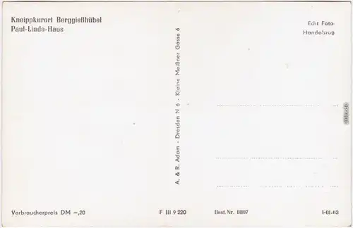 Ansichtskarte Bad Gottleuba-Berggießhübel Paul-Linde-Haus 1963