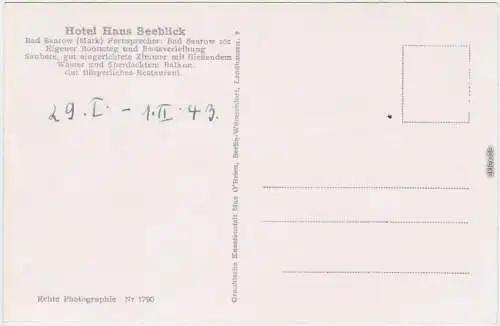 Bad Saarow Hotel Haus Seeblick Scharmützelsee b Beeskow 1943