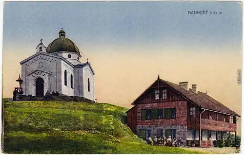 Rosenau Rožnov pod Radhoštěm Kapelle und Gasthaus Region Zlín  1916
