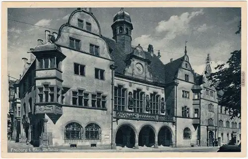 Ansichtskarte Freiburg im Breisgau Partie am  Rathaus 1934