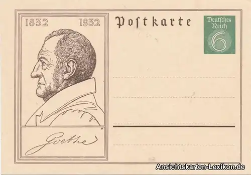 Ganzsachen Karte 1932 Johann Wolfgang von Goethe, ungebraucht 6Pf. Dt. Reich