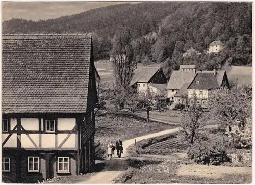 Jonsdorf Ansicht mit Weg  Foto Ansichtskarte Oberlausitz Zittau Straße Haus 1963