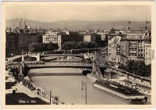 Wien 1. Kai, Donaubrücke - Werbung Foto Ansichtskarte 1930