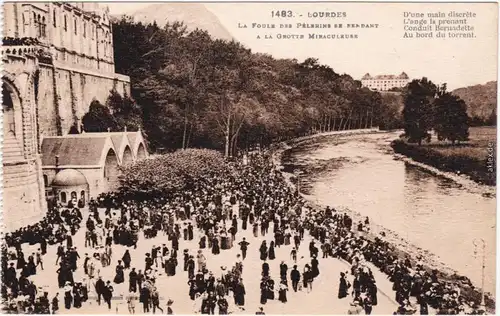 Lourdes Lorda La Foule des Pélerins se rendant à la Grotte Miraculeuse 1914