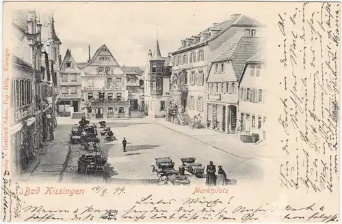 Bad Kissingen Marktplatz - Markttreiben Ansichtskarte  1899