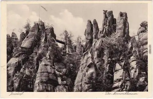 Jonsdorf Die Nonnenklunzen - Brücke Ansichtskarte b Zittau Oberlausitz 1928