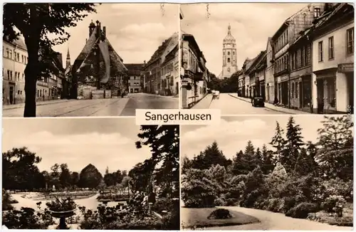 Ansichtskarte Sangerhausen Mehrbild: Parkanlagen und Straßen 1975