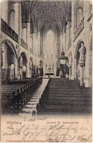 Ansichtskarte Lutherstadt Wittenberg Inneres der Schloßkirche 1903