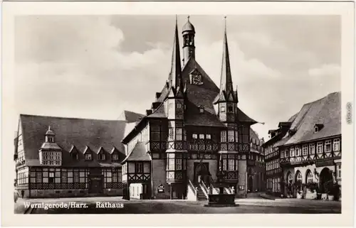 Wernigerode Partie am Rathaus Ansichtskarte 1953