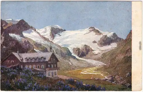 Kaprun Hotel Mooserboden - Blick gegen Karlinger - Künstlerkarte 1924