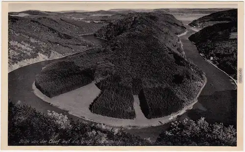 Ansichtskarte Mettlach Blick von der Cloef auf die große Saarschleife 1950