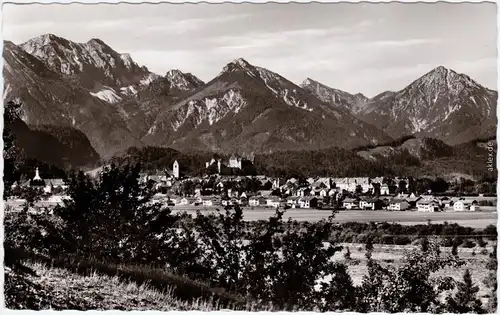 Füssen Panorama mit Schlicke, Vilser Kegel, Brentenjoch, Roßberg 1958