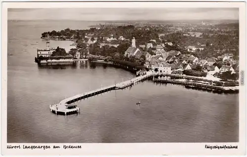 Langenargen am Bodensee Luftbild Landungsbrücke b Konstanz Fotokarte  1954