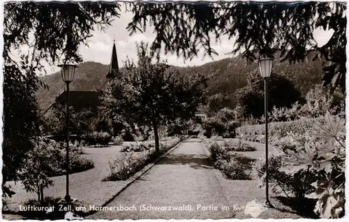 Foto Ansichtskarte Zell am Harmersbach Partie im Kurpark 1961