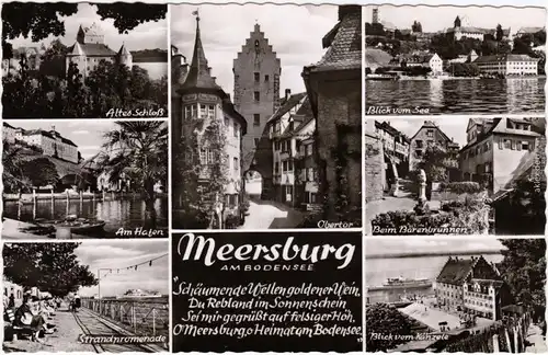 Meersburg Strandpormenade. Obertor, Känzele Foto Anichtskarte 1968