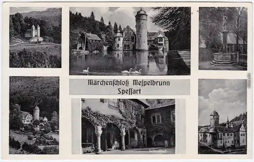Mespelbrunn Märchenschloss verschiedene Ansichten b Aschaffenburg 1952