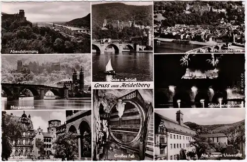 Foto Ansichtskarte Heidelberg Abendstimmung, Universität, Schlosshof 1961