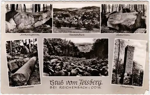 Reichenbach Lautertal Odenwald Felsberg  Riesensäule, Altarstein, Ohlyturm 1956