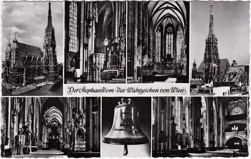 Wien Stephansdom, Innen, Glocke, Mehrbild Fotokarte 1961
