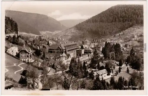 Foto Anichtskarte Bad Wildbad Panorama-Ansicht 1952