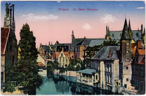 Ansichtsarte Postcard Brügge Brugge / Bruges Le Quai Rosaire 1915