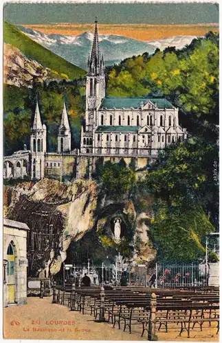 Lourdes Lorda La Basilique et la Grotte Hautes-Pyrénées CPA  1931