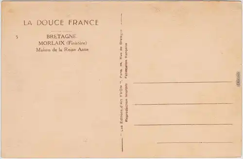 Morlaix Maison de la Reine Anne Finistère CPA Ansichtskarte  1932