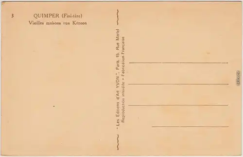 Quimper Kemper Vieilles maisons rue Kereon  Finistère CPA 1932