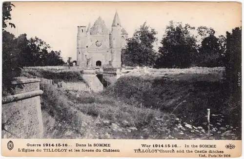 TilloloyÉglise du Tilloloy et les fossés Château Guerre WK1 Somme Militaria 1919