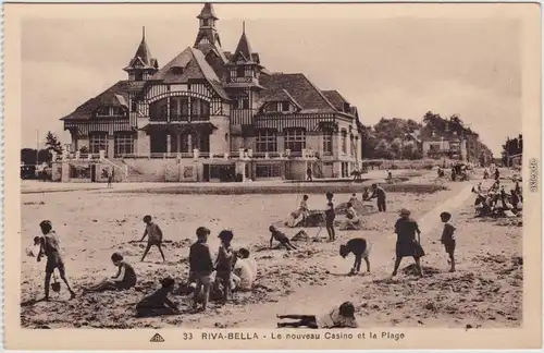 Ouistreham Riva-Bella - Le nouveau Casino et la Plage CPA Calvados  1928
