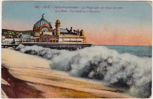 Nizza Nice Jetée-Promenade - La Plage par un coup de mer 1940