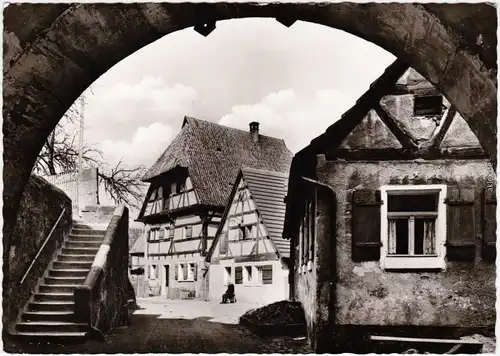 Wolframs Eschenbach Straßenpartie am Pfründehaus Fotokarte b Ansbach 1967