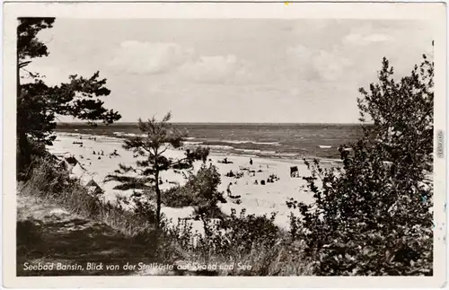 Bansin Heringsdorf Usedom Blick von der Steilküste auf Strand und See 1955