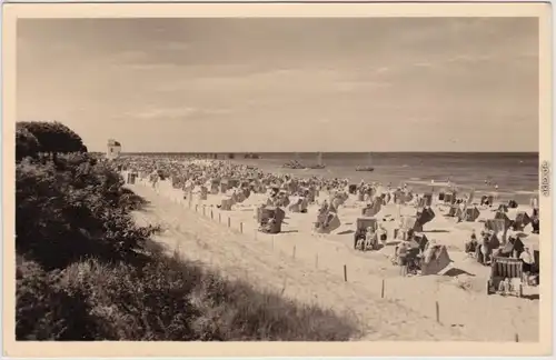 Fotokarte Bansin Heringsdorf (Ostseebad) Usedom Strandpartie - Strandkörbe 1955