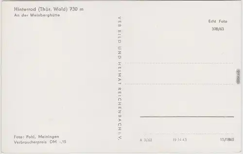 Hinterrod Waffenrod-Eisfeld An der Weinberghütte b Eisfeld Hilburgshausen  1963