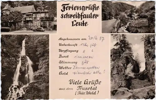 Trusetal 4 Bild: Gaststätte, Umland  Foto Ansichtskarte  1957