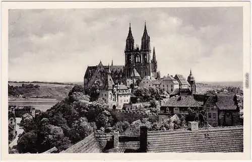 Meißen Blick über die Dächer zur Albrechtsburg  Foto Ansichtskarte  1961