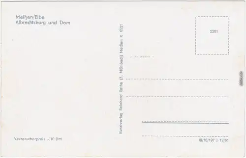 Meißen Blick über die Dächer zur Albrechtsburg  Foto Ansichtskarte  1961
