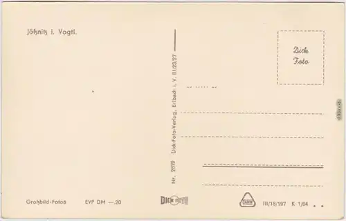 Jößnitz Plauen (Vogtland) 4 Bild: HO Hotel, Stadt, Park, Elstertalbrücke 1964