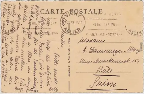 Vichy Un Cola du Paro CPA Vintage Postcard Allier 1933