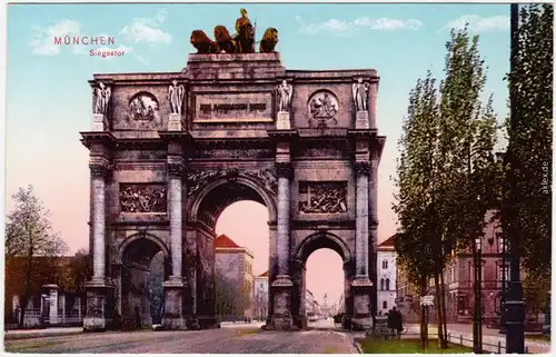 München Partie am Siegestor - Straße Ansichtskarte 1914