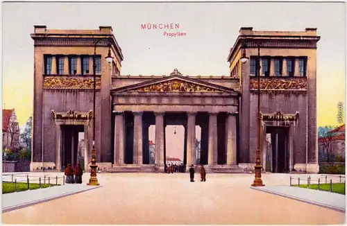 München Propyläen - belebt Ansichtskarte 1914