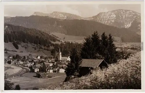 Oberstaufen Blick auf die Stadt - Hütte Foto Ansichtskarte b Sonthofen  1933