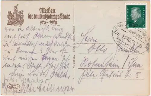 Foto Ansichtskarte Meißen Albrechtsburg - Anlegestelle 1929