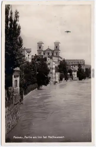 Foto Ansichtskarte Passau Partie am Inn bei Hochwasser 1934